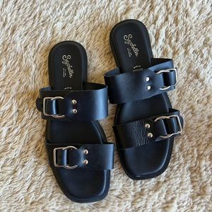 Seychelles Black Double Strap Sandals